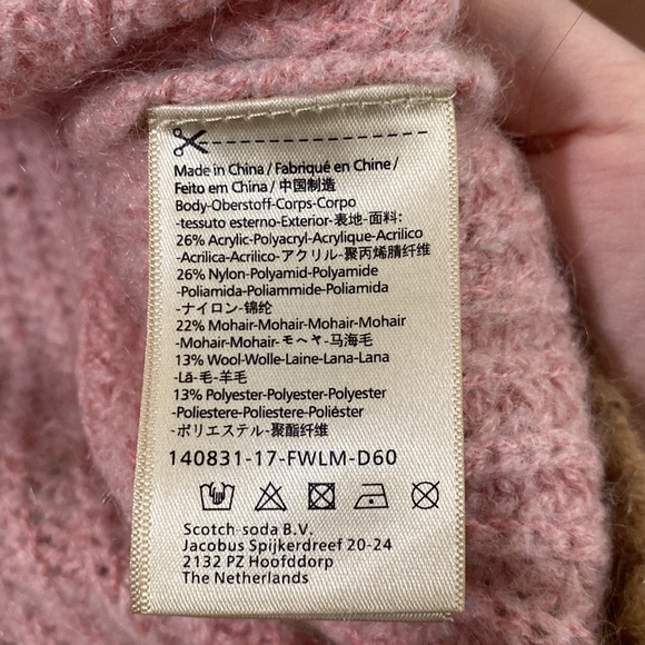 Scotch & Soda OK Bye Selina mohair blend colorblock high neck fuzzy sweater XS - Picture 15 of 16